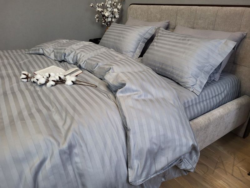 Постельное бельё Сатин премиум страйп 2/2см UASAK &mdash; Silver Stone U0034 фото