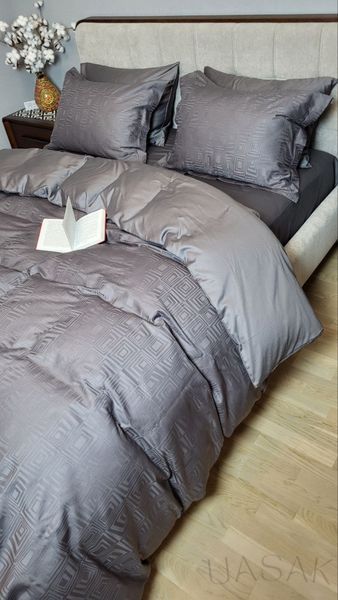 Постельное бельё Сатин премиум жаккард UASAK &mdash; Square Dark Gray U00123 фото