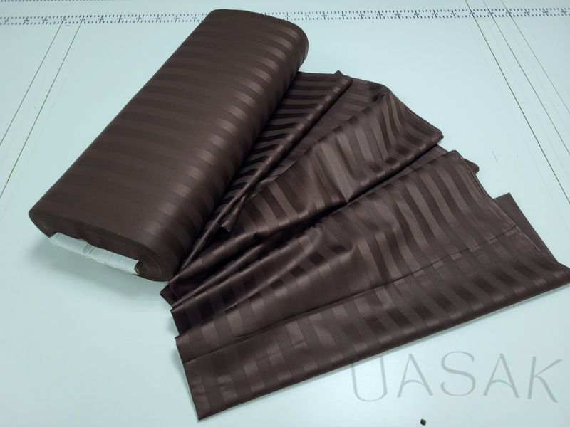 Постельное бельё Сатин премиум страйп 2/2см UASAK &mdash; Chocolate U0074 фото
