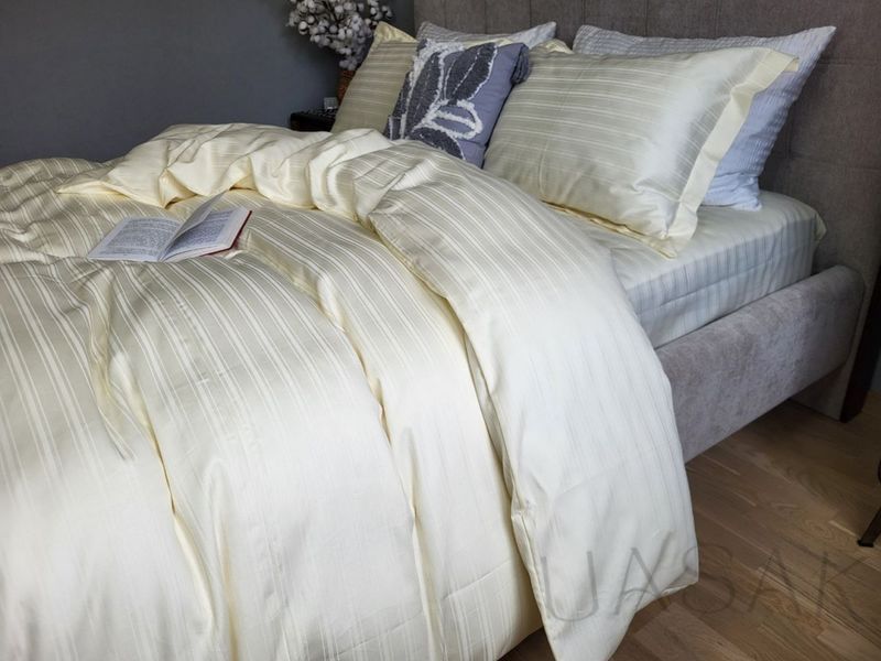 Постільна білизна Сатин преміум multi-stripe UASAK &mdash; Ivory U0025 фото