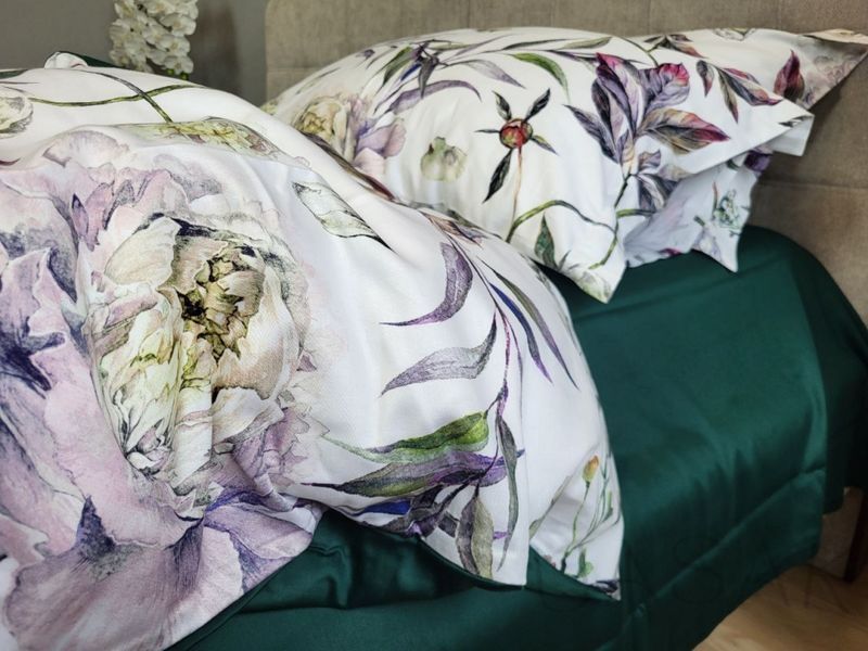 Постельное бельё Сатин премиум с принтом UASAK &mdash; Peonies U00232 фото