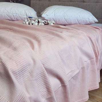 Покривало Піке Вафелька 100% бавовна UASAK &mdash; Pink U0087 фото